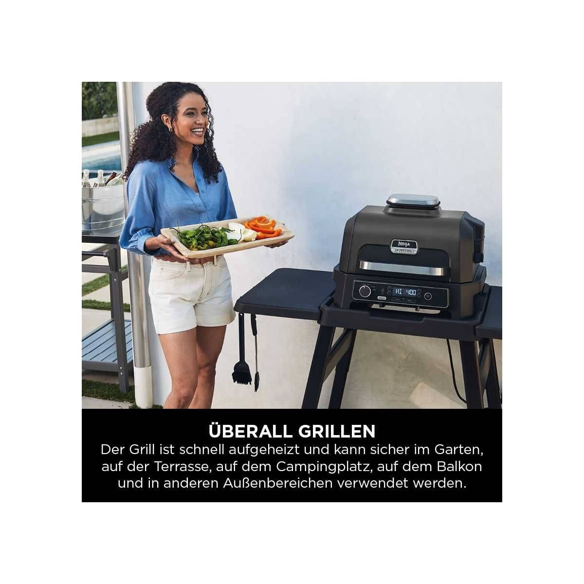 NINJA Woodfire Pro XL - Elektrischer Outdoor Grill - Smoker mit Smart Cook System - OG850EU