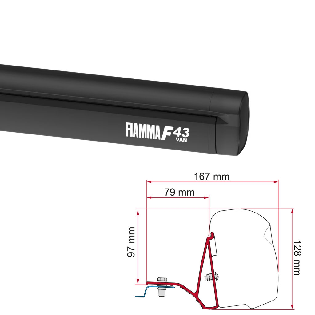 FIAMMA Markise F43 Van 270 Deep black inkl- Adapterkit Renault Trafic ab Bj. 2014 H1 L1-L2-08833A01R 98655A021