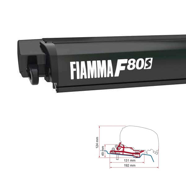 Markise FIAMMA F80 S 400 Royal grey Gehaeuse deep black inkl. Adapter Ford Transit H3 L4 ab 2014