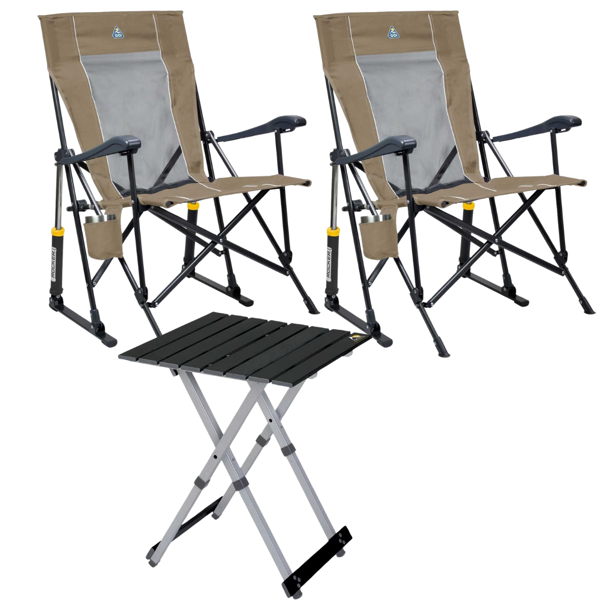 Set GCI Tisch Camp Table 20 - 2 Schaukelstuehle RoadTrip Rocker Aged Fatigue - 376335 39126