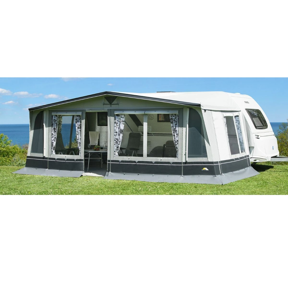 DWT Wohnwagen-Vorzelt DOMINO Gr. 11 Umlaufmass 851-880 cm Tiefe 250 cm mit 25 mm Stahlgestaenge - 1421110