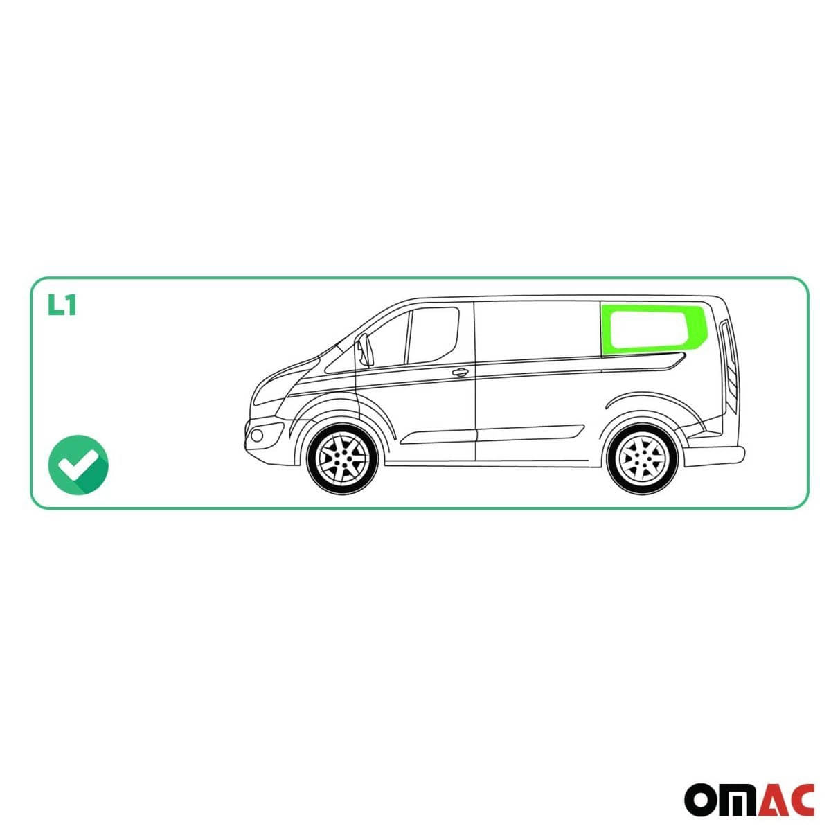 OMAC Seitenfenster Seitenscheibe Ford Transit Custom L1 Bj. 2013-2023 Hinten Links - 2624405-1RSFL
