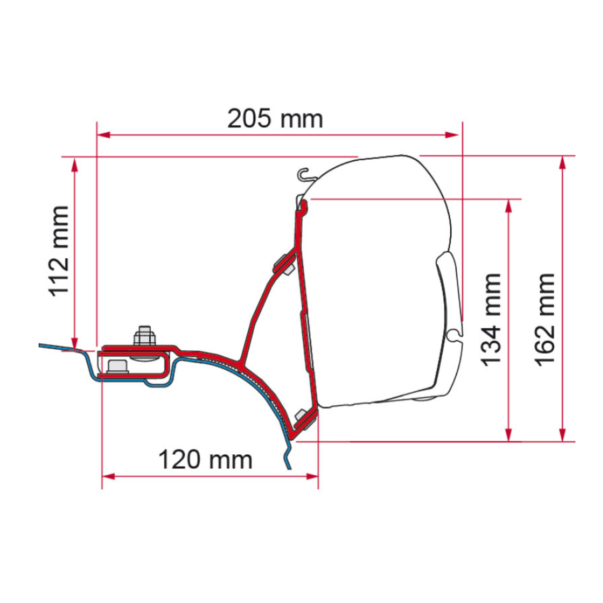 FIAMMA Adapter Kit Deep black VW T5 T6 ohne C-Schiene fuer Markise F45 - 98655H647