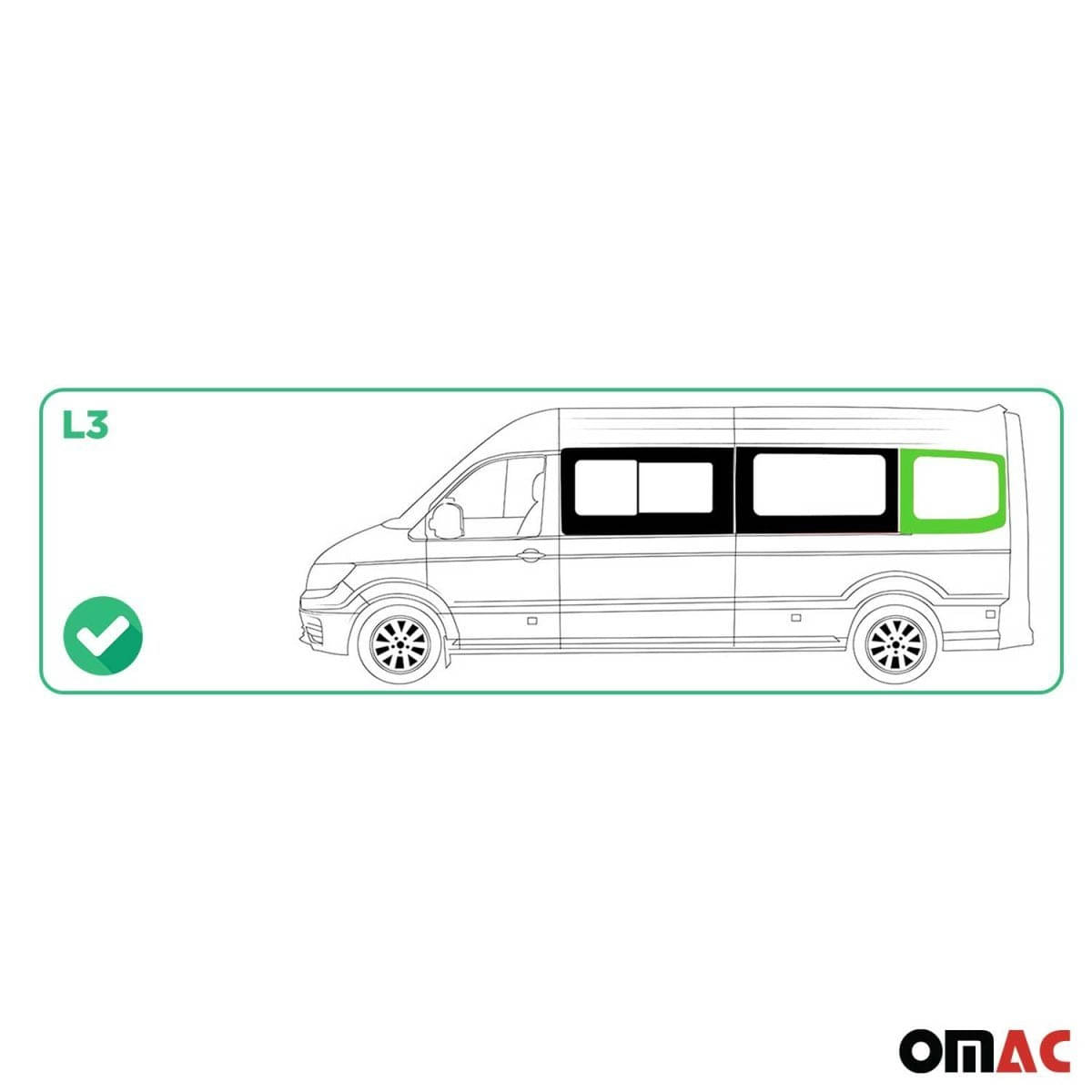 OMAC Seitenfenster Seitenscheibe VW Crafter L3 ab Bj. 2017 Hinten Links - 7556405L-1RSFL