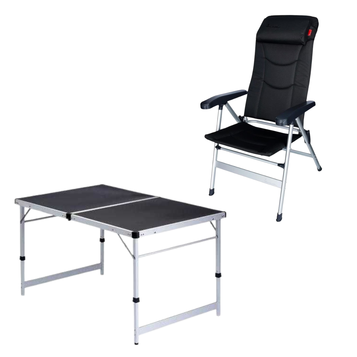 ISABELLA Campingstuhl Thor dunkelgrau mit Klapptisch 60 x 120 cm