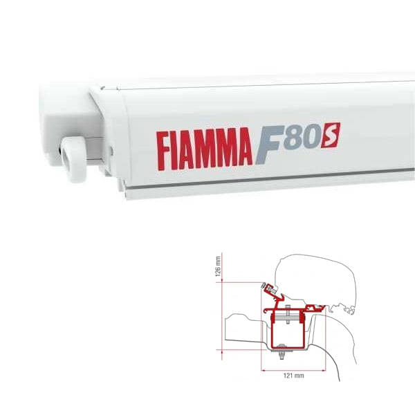 Markise FIAMMA F80 S 320 Royal grey Gehäuse weiß inkl. Adapterkit VW Crafter II MAN TGE H3 L3 ab 201 Markise FIAMMA F80 S 320 Royal grey Gehaeuse weiss inkl. Adapter VW Crafter II MAN TGE H3 L3 ab 2017 ohne Schiene auf dem Dach