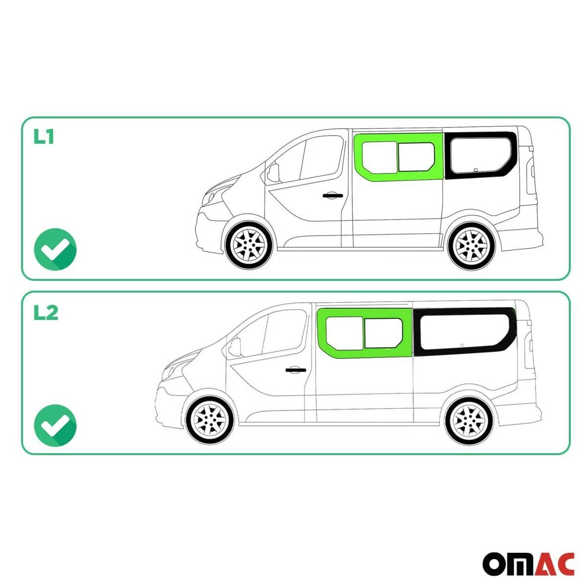 OMAC Seitenfenster Schiebefenster Nissan Primastar L1-L2 ab Bj. 2014 Vorne Links - A050846