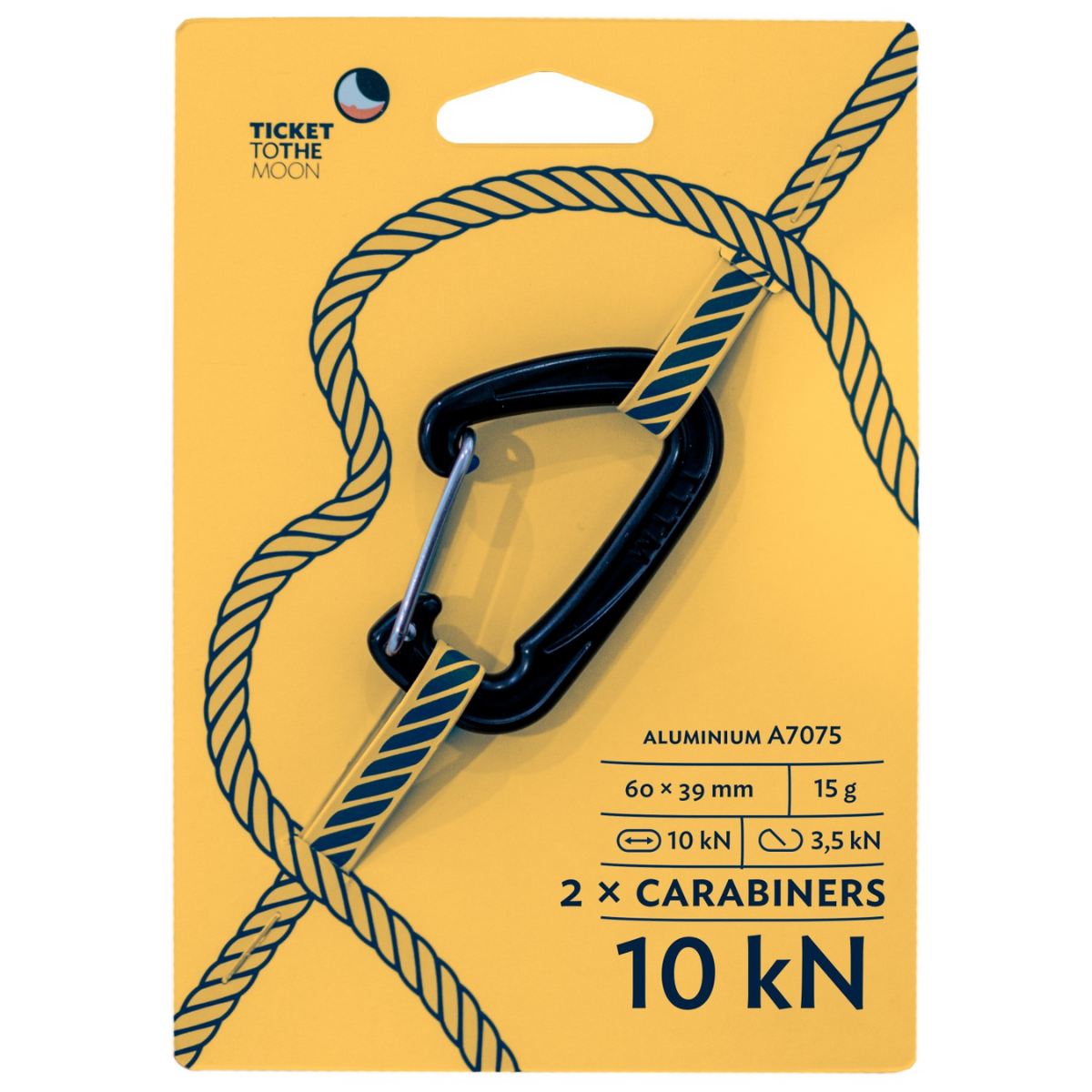 TICKET TO THE MOON Aluminium Carabiner 10kN 1000 kg 2er-Set - TMBINER10