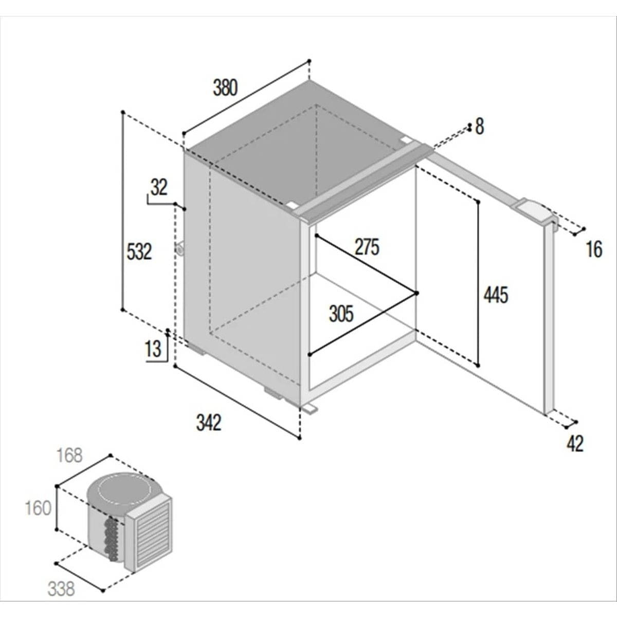 VITRIFRIGO Kompressor-Kuehlschrank C42L CHR 12-24 V 42 L mit Gefrierfach Grau