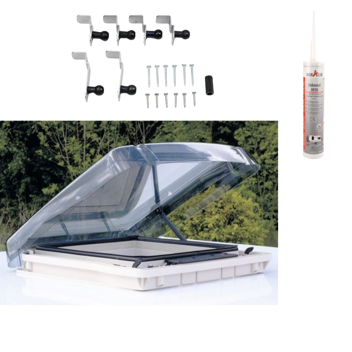 REMIS REMItop Vario II Dachhaube 60x90 cm Kurbel Dachstaerke 36-45 mm - DEKAseal 8936 Dichtmasse - 10036788 10040514