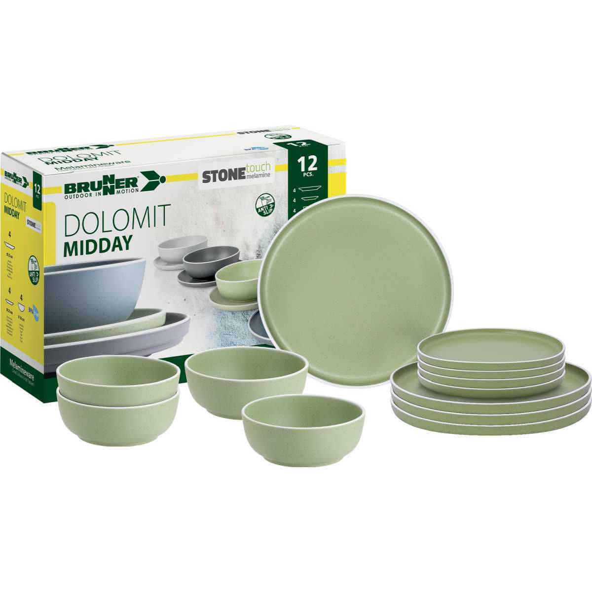 BRUNNER Midday Dolomit Geschirrset gruen 12-tlg - 0830148N.C43