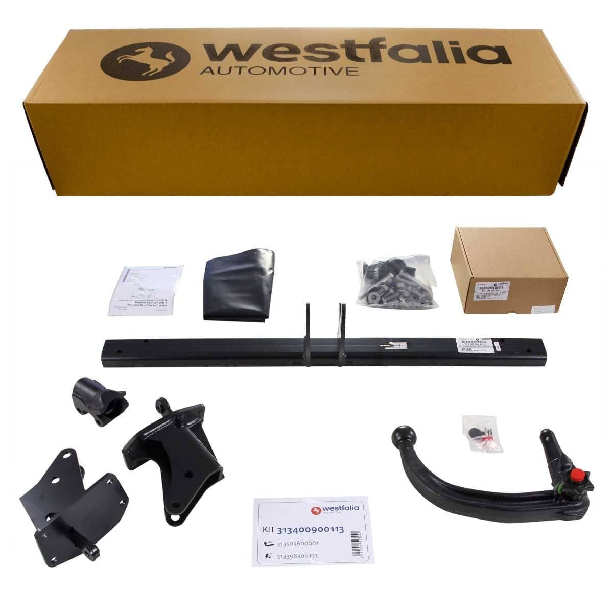 Westfalia Abnehmbare Anhaengerkupplung fuer Mercedes GLA -X156- -BJ 03-2014-12-2019- CLA -C117- -BJ 04-2013-03-2019- - im Set mit 13-pol. fahrzeugspezifischem Elektrosatz - 313400900113