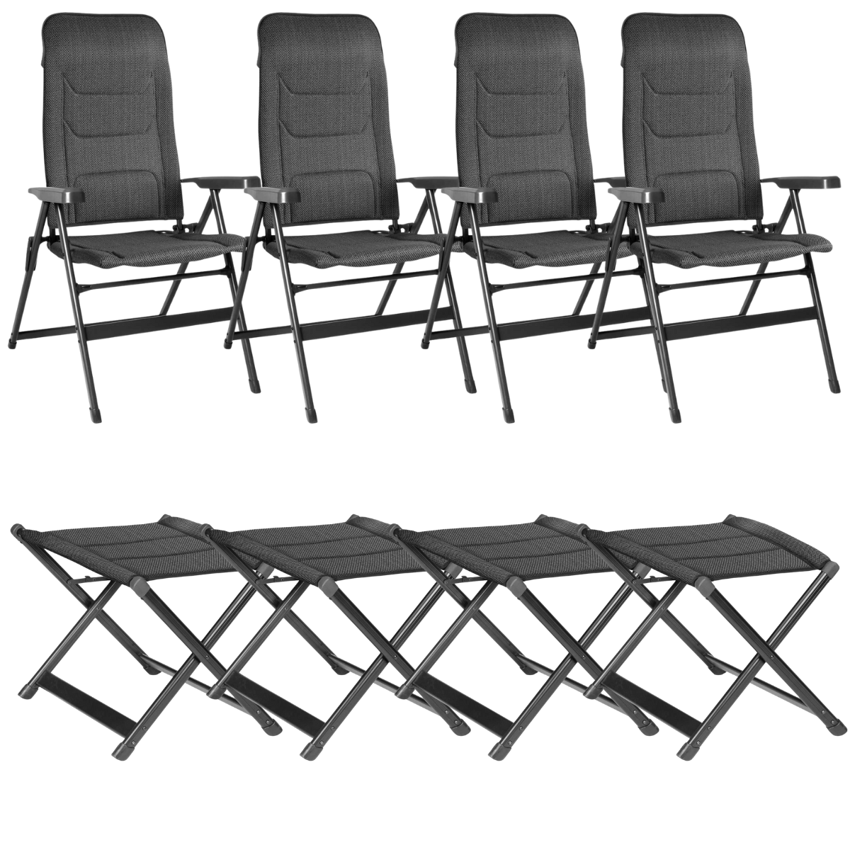BRUNNER Campingstuhl ARAVEL VITACHIC 3D - L Salt-Pepper mit freistehenden Beinauflagen 4er-Set - 0404065N-C42L 0404073N.C42