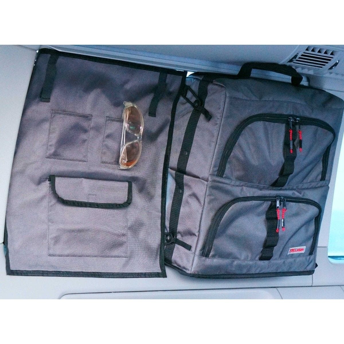 Fenstertaschen-Set FELLEISEN 3x BasicONE - 1x Vorhang fuer VW California Beach T5-T6-T6.1 mit 2er-Sitzbank- Felleisengrau- ohne Thermomatte TST 2427 16