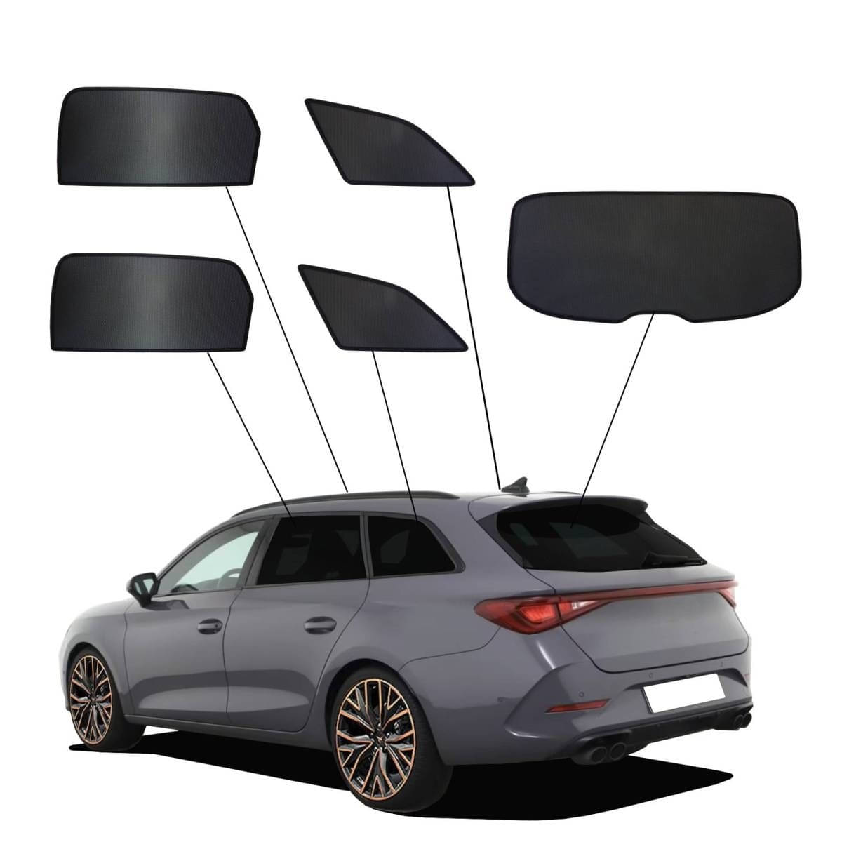 WINDESA SunClip Sonnenschutz - Sichtschutz Cupra Leon Sportstourer ab Bj. 2020 Set ABC - sun-10485abc
