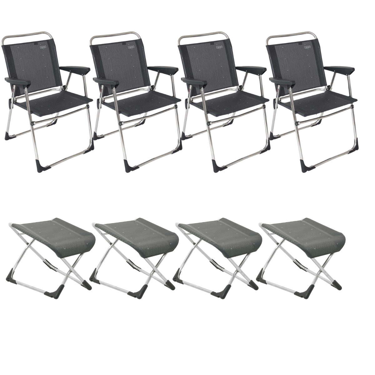CRESPO Campingstuhl Classic AL-219 anthrazit - freistehende Beinauflagen AL-231 4er-Set - 1148097 1104940