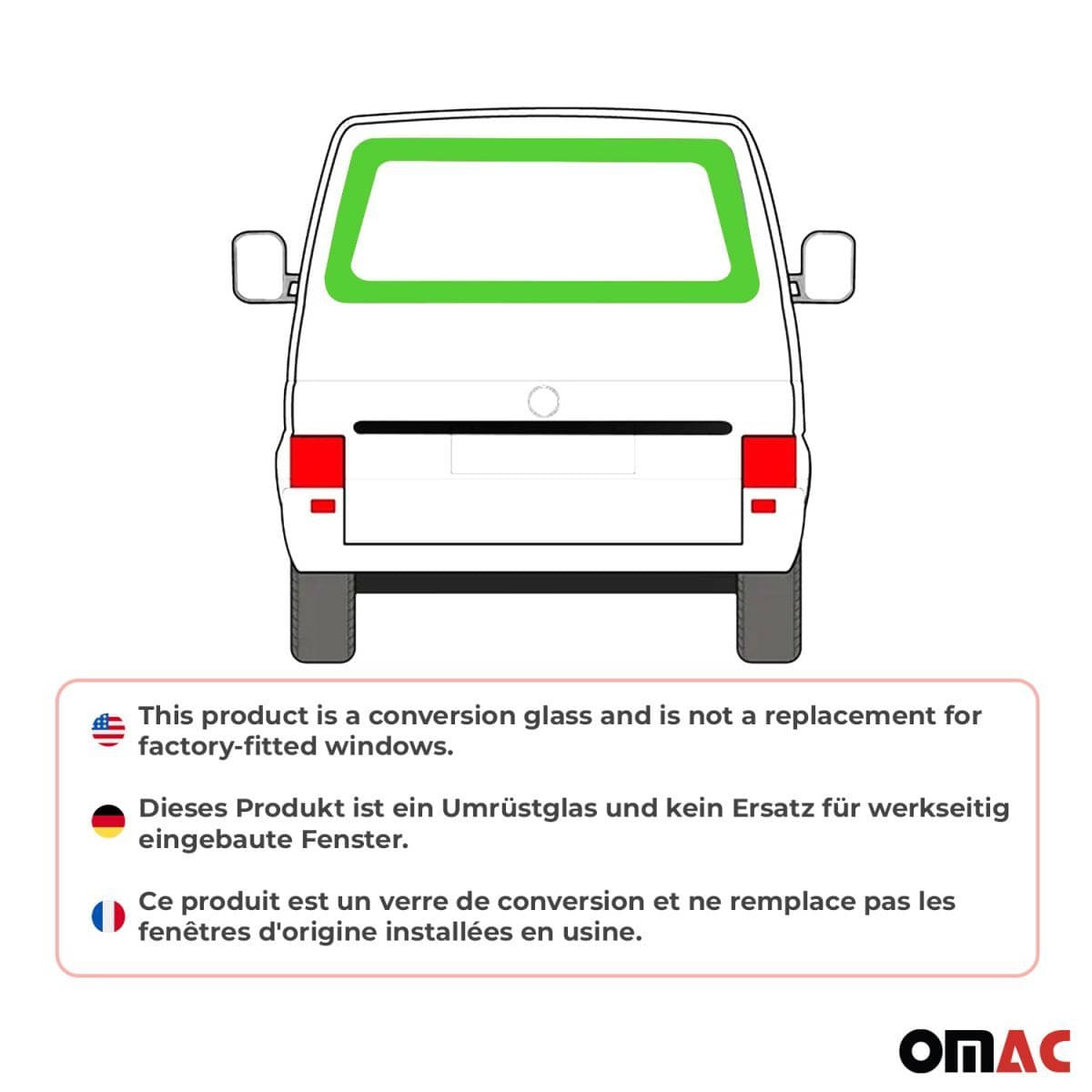 OMAC Heckscheibe Heckfenster VW T4 L1/L2 Bj. 1990-2003 Heckklappe OMAC Heckscheibe Heckfenster VW T4 L1-L2 Bj. 1990-2003 Heckklappe - 7521405-1TGF