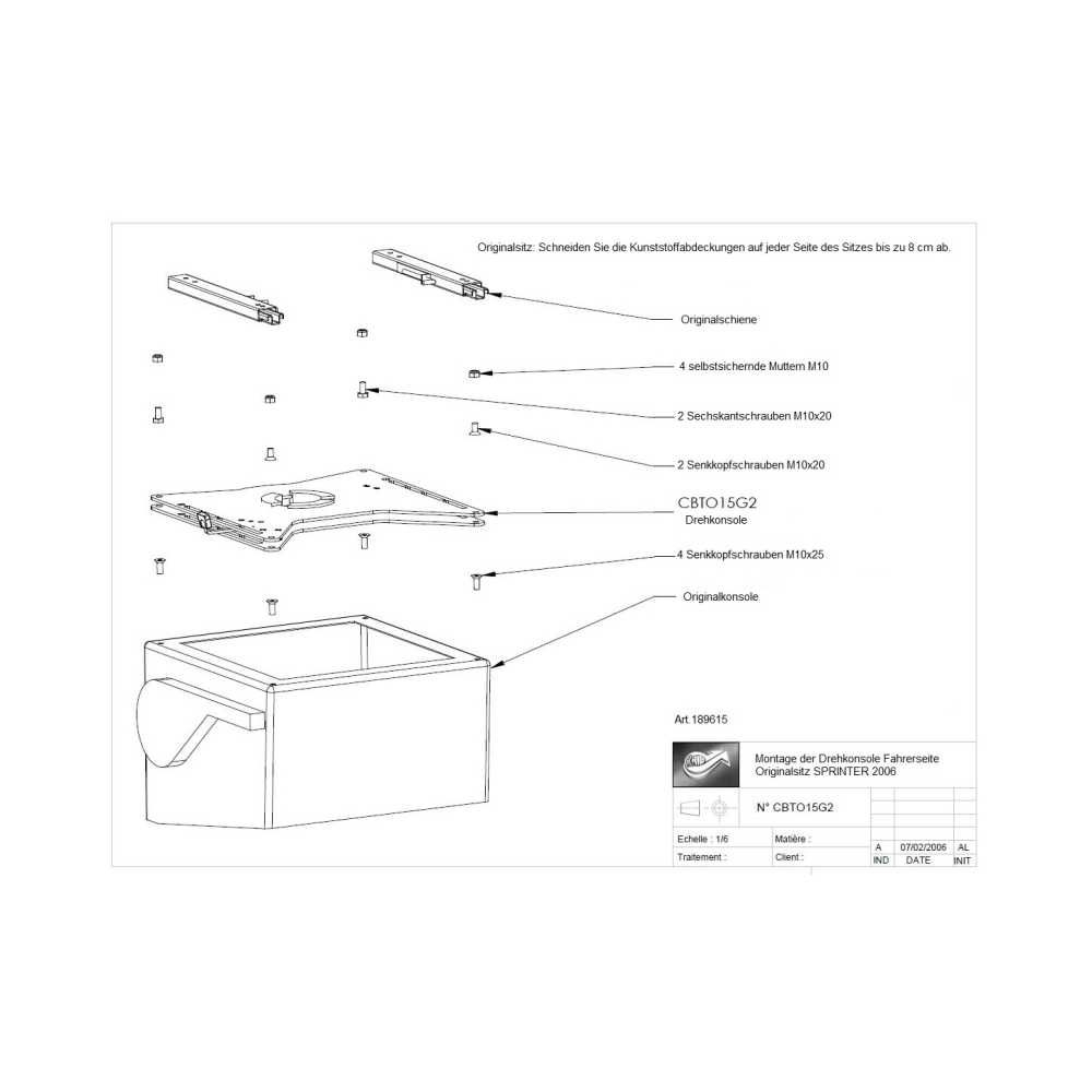 SCOPEMA Drehkonsole MB Sprinter Bj- 2006-2018 - VW Crafter Bj. 2006-2016 Fahrerseite - CBTO15G2