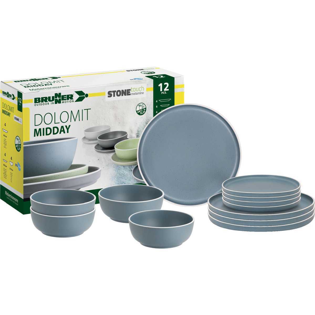 BRUNNER Midday Dolomit Geschirrset blau 12-tlg - 0830148N.C28