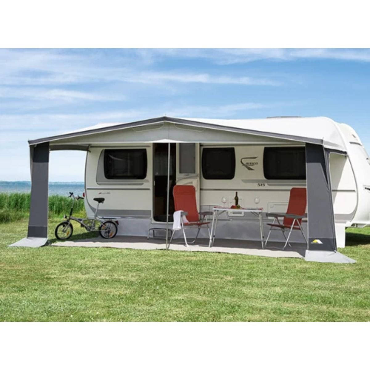 DWT Wohnwagen-Vorzelt POLO Gr. 17 Umlaufmass 1031-1060 cm Tiefe 240 cm mit 32 mm Alu-Gestaenge - 142057A32