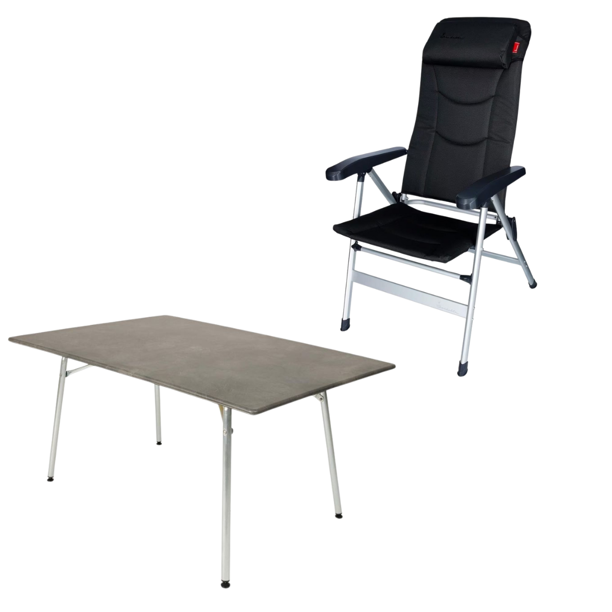 ISABELLA Campingstuhl Thor dunkelgrau mit Esstisch 80 x 120 cm