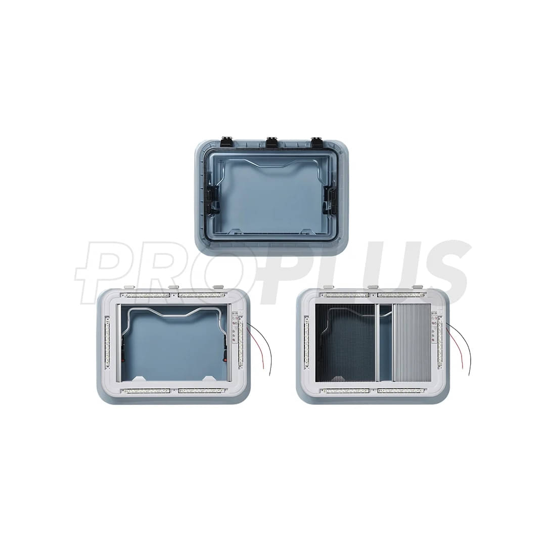 ProPlus Dachhaube 700x500 mm- Dachstaerke 25-60 mm- ohne Zwangsbelueftung- mit LED- Transparent 610910
