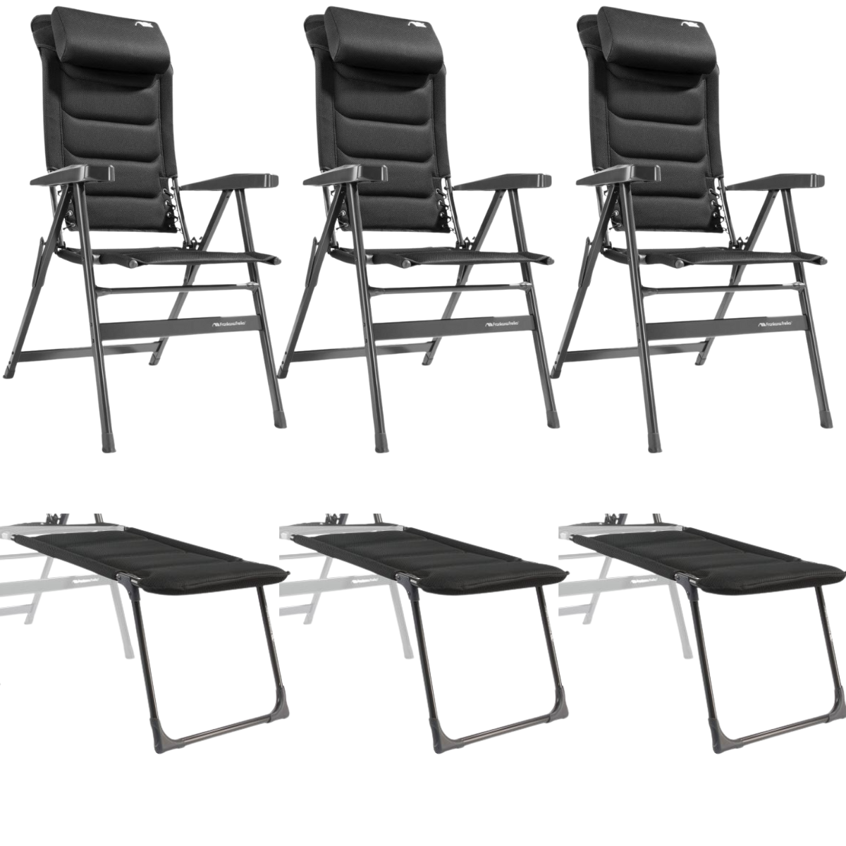 FF Kollektion Stuhl HighQ Comfortable Blackline & Beinauflagen 3er-Set