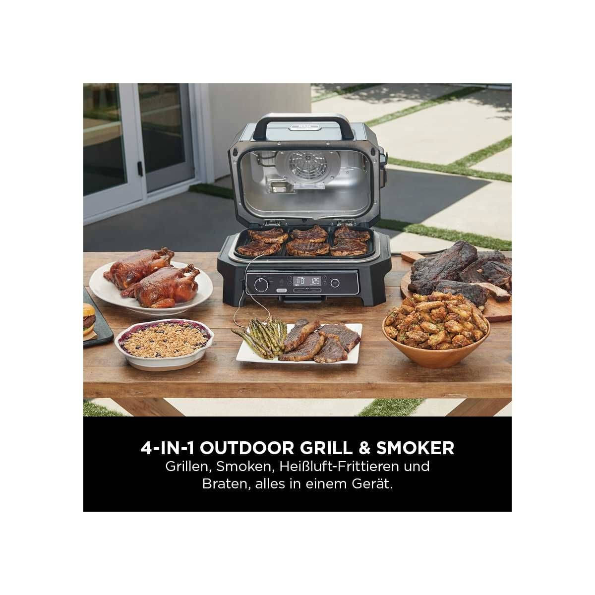 NINJA Woodfire Pro XL - Elektrischer Outdoor Grill - Smoker mit Smart Cook System - OG850EU