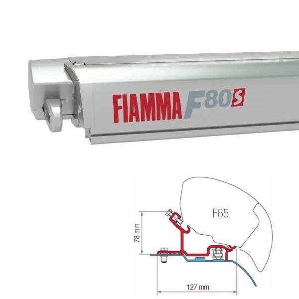 Markise FIAMMA F80 S 400 Royal grey Gehaeuse titanium inkl. Adapter Fiat Ducato Citroen Jumper Peugeot Boxer H3 L4