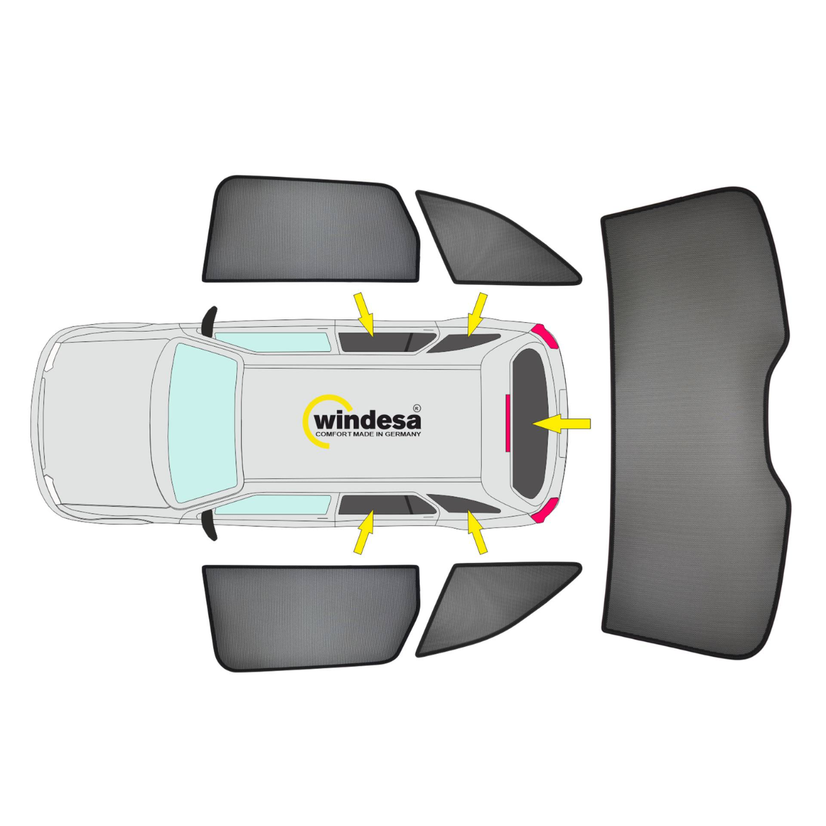 WINDESA SunClip Sonnenschutz - Sichtschutz BMW 1er F70 ab Bj. 2024 Set AC - sun-10500ac