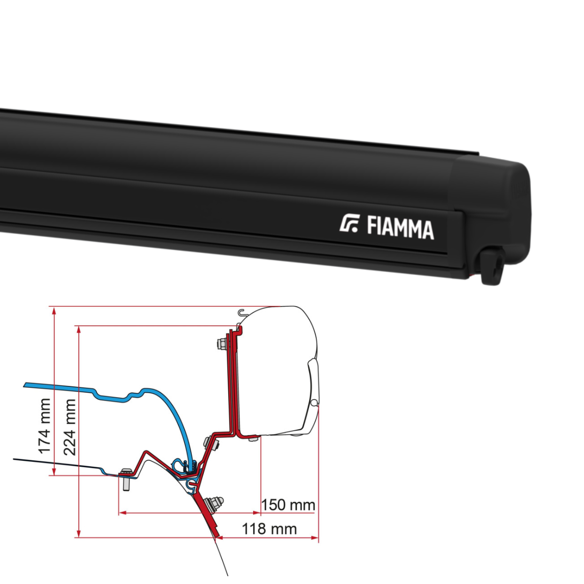 Markise FIAMMA F45 S 260 Royal grey Gehaeuse deep black inkl. Adapterkit Mercedes V Klasse Marco Polo - 06759H01R 98655Z022