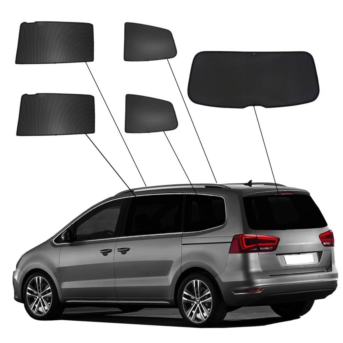WINDESA SunClip Sonnenschutz - Sichtschutz VW-Seat Sharan-Alhambra Bj. 2010-2022 Set ABC - sun-10390abc