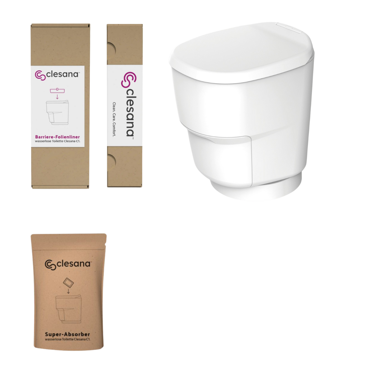 CLESANA Toilette C1 mit Rundsockel - Starter-Set - EU-10010020 EU-10020010 EU-10020020