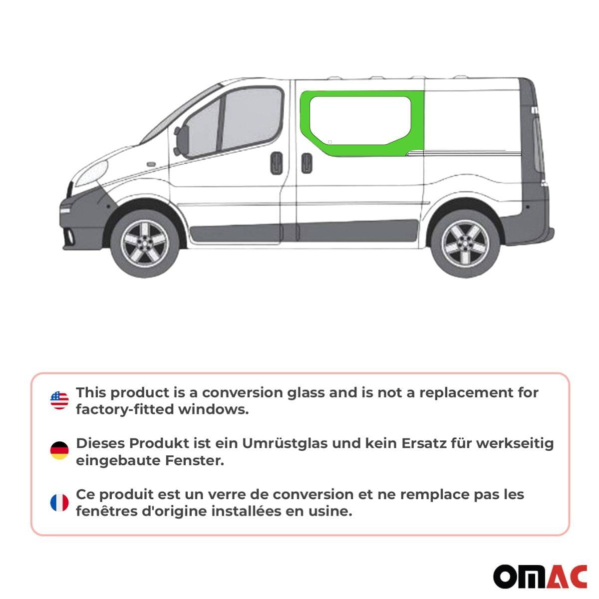 OMAC Seitenfenster Seitenscheibe Renault Trafic L1/L2 Bj. 2001-2014 Schiebetür Rechts OMAC Seitenfenster Seitenscheibe Renault Trafic L1-L2 Bj. 2001-2014 Schiebetuer Rechts - A050929