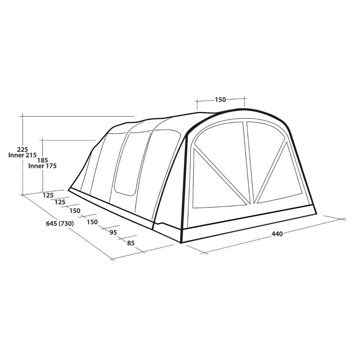 Outwell aufblasbares Familienzelt Charleston 7 Air TC - 111533