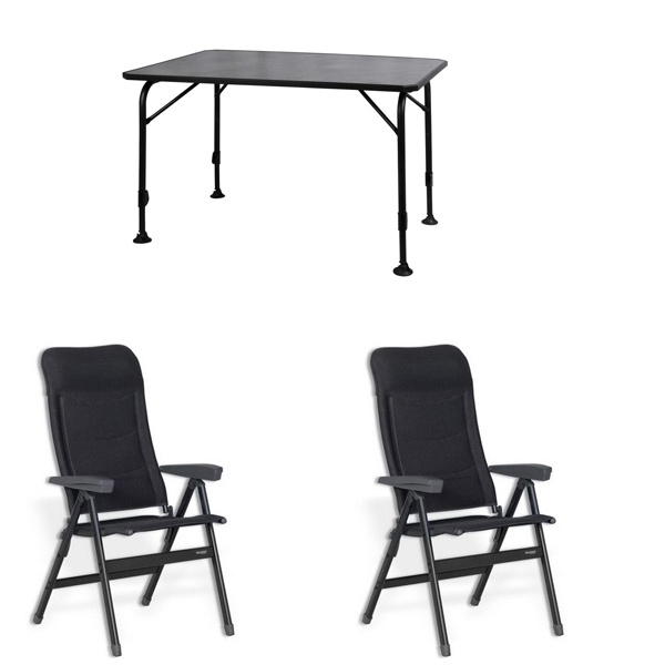 Set 1 Tisch WESTFIELD Universal Tisch 120 x 80 cm - Avantgarde Series - 101-740 und 2 Stuehle WESTFIELD Advancer Stuhl anthracite grey - Performance Series - 201-884 AG