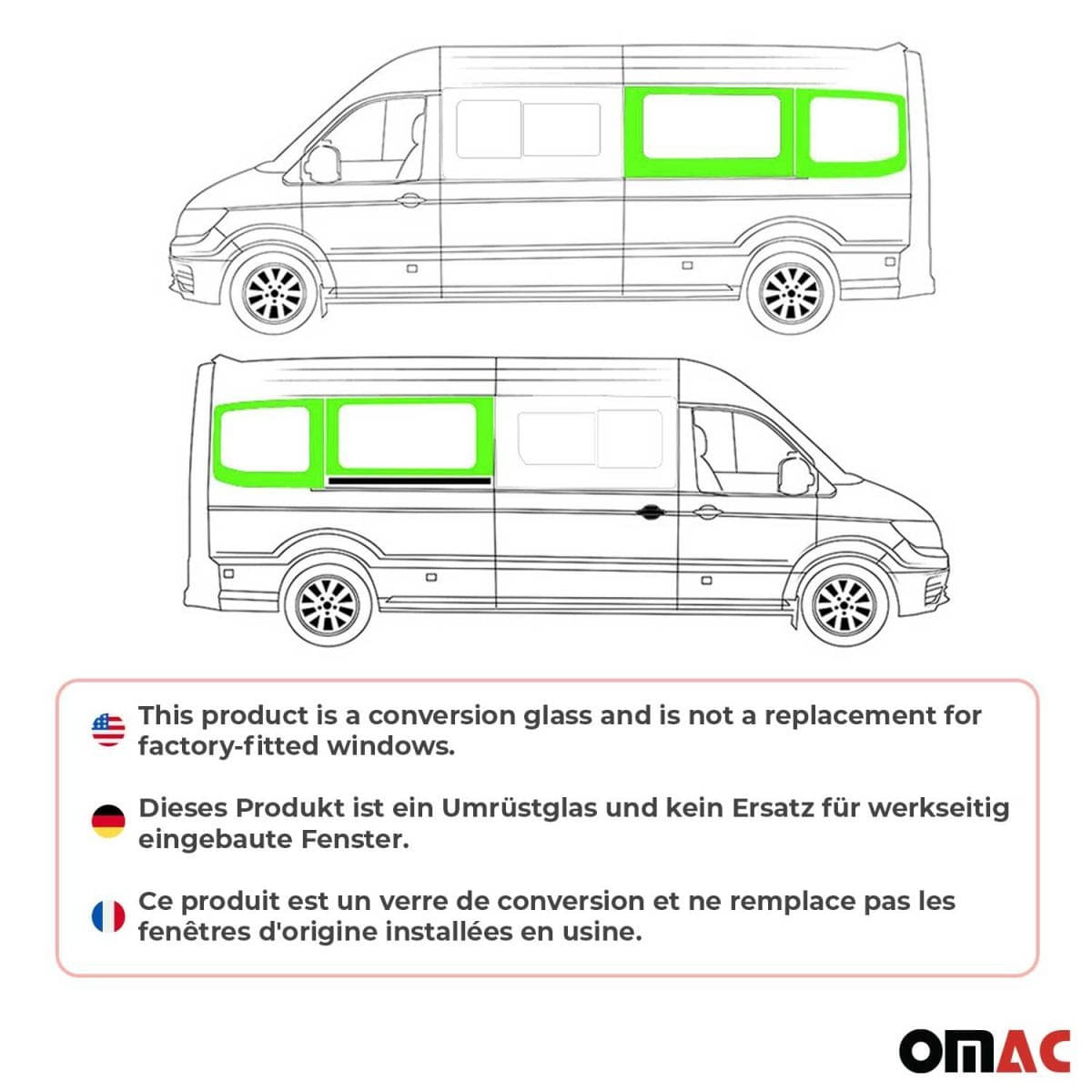 OMAC Seitenfenster Seitenscheibe VW Crafter L3 ab Bj. 2017 Komplett-Set 4er-Set OMAC Seitenfenster Seitenscheibe VW Crafter L3 ab Bj. 2017 Komplett-Set 4er-Set - G002393