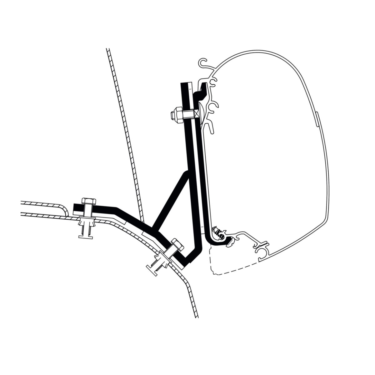 THULE Adapter Fiat Ducato H2 Lift Roof Iveco für Markise 5200 308960 THULE Adapter Fiat Ducato H2 Lift Roof Iveco fuer Markise 5200 308960