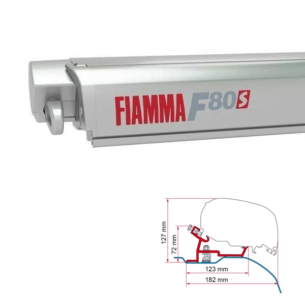 Markise FIAMMA F80 S 400 Royal grey Gehaeuse titanium inkl. Adapter Fiat Ducato Citroen Jumper Peugeot Boxer H2 L4