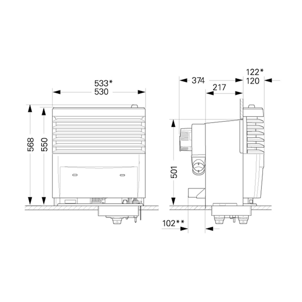 Heizungset- Heizung inkl. Einbaukasten- Verkleidung Standard