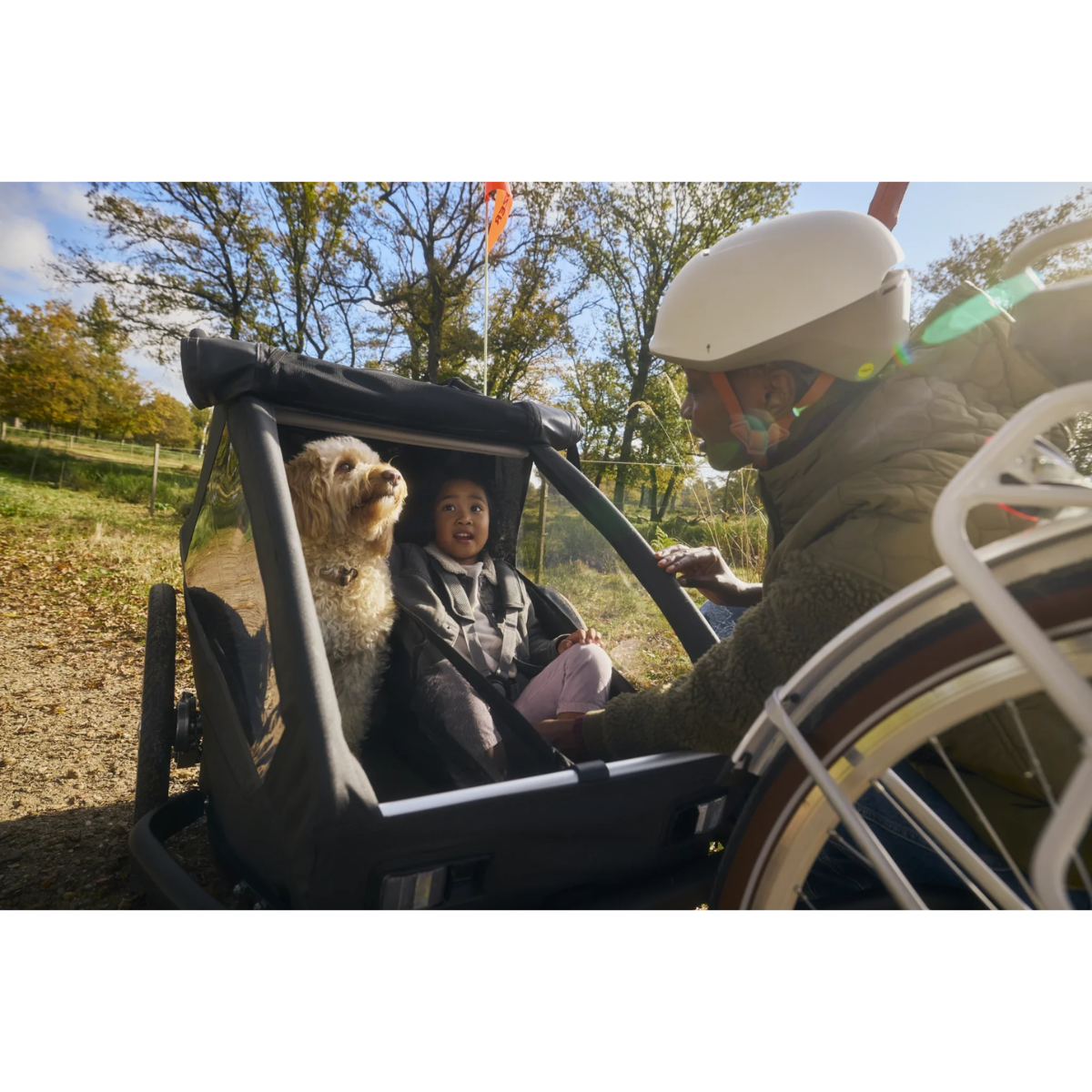 CROOZER Kinderfahrradanhaenger Kid Yuuna Moonlight Black mit 2 Babyliegen - 121001124 122000024