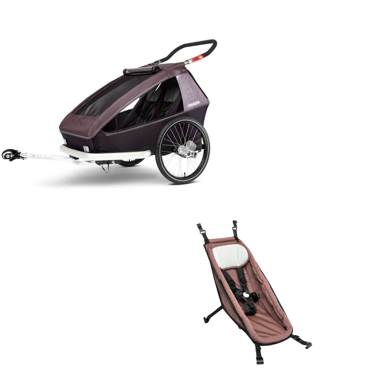 CROOZER Kinderfahrradanhänger Kid Vaaya 2 2in1-Set Blossom Red mit 1 Babysitz