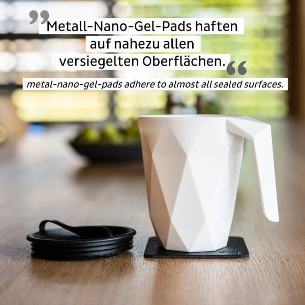 SILWY Magnet Coffeecup mit Metall Nano Gel Pad und Deckel BLACK S030-1402-1