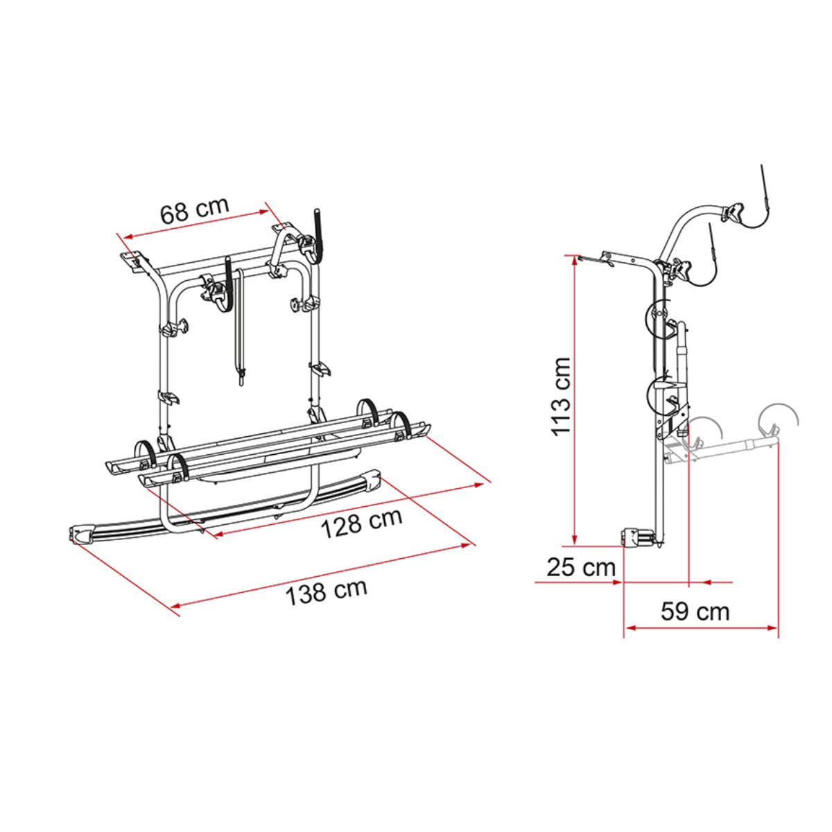 FIAMMA Carry Bike VW Caddy Bj. 2016-2020 Fahrradtraeger fuer 2 Fahrraeder - 02096B24-