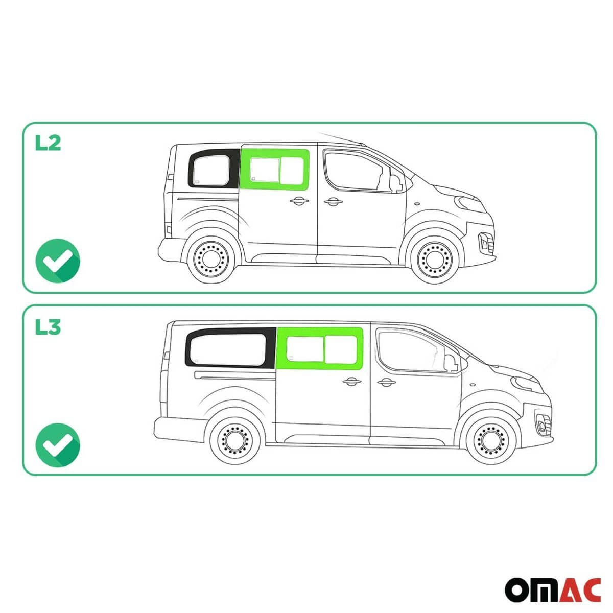 OMAC Seitenfenster Schiebefenster Fiat Scudo L2-L3 ab Bj. 2022 Schiebetuer Rechts - A050800