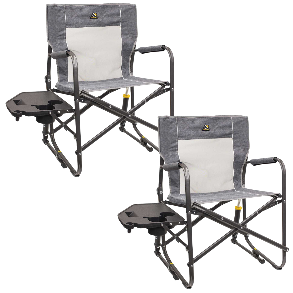 Set GCI faltbarer Schaukelstuhl Freestyle Rocker mit Seitentisch Heathered Pewter 2 Stuehle - 371147