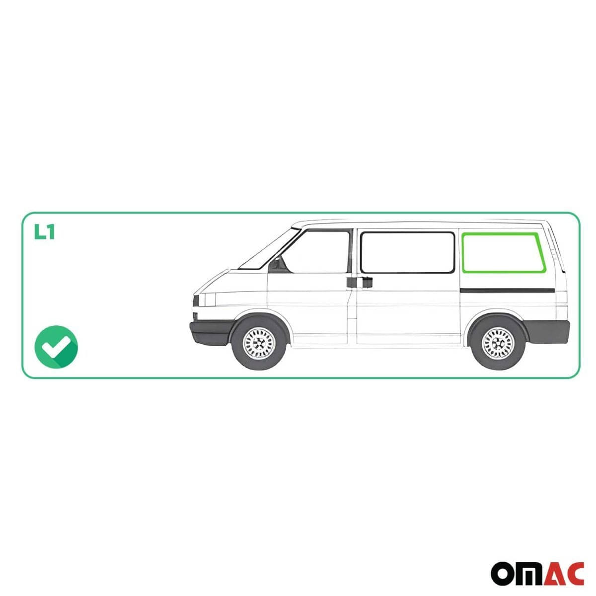 OMAC Seitenfenster Seitenscheibe VW T4 L1 Bj. 1990-2003 Hinten Links OMAC Seitenfenster Seitenscheibe VW T4 L1 Bj. 1990-2003 Hinten Links - 7521405-1RSFL
