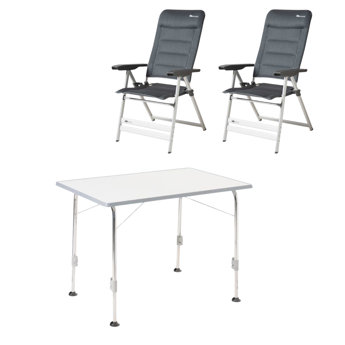 DUKDALF Stuhl Sublime 3D Mesh anthrazit 2er-Set - Tisch STABILIC II 100x68 cm hellgrau - 41-13-8800-4 40-24-1006.8