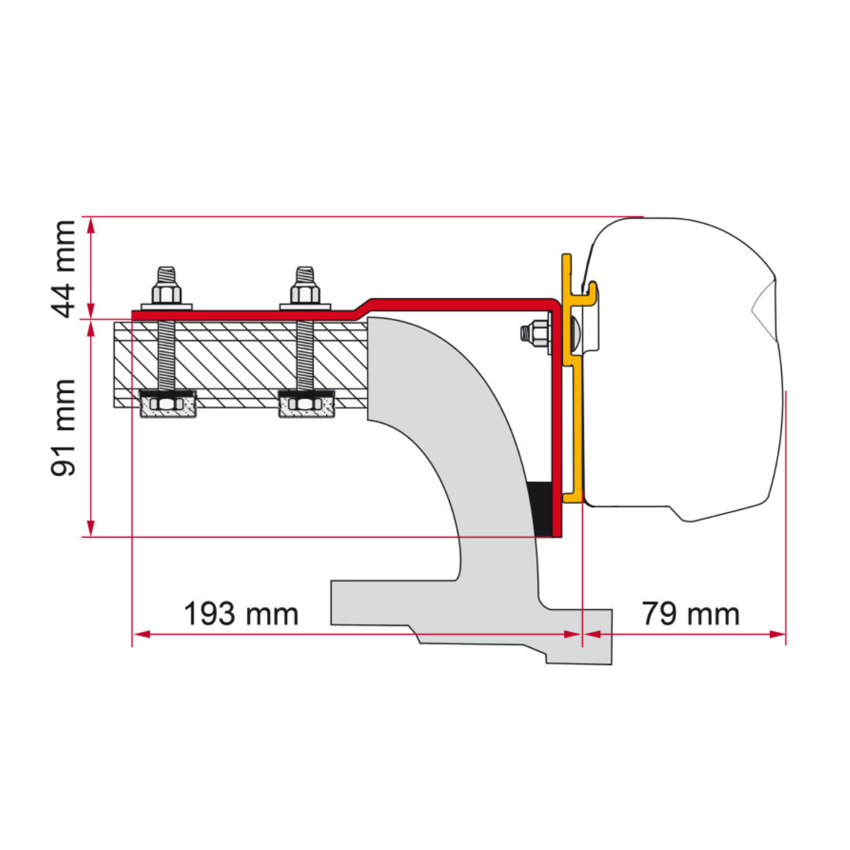 FIAMMA Adapter Kit Deep black Mercedes Vito ab 1996 - 2003 fuer Markise F45 F43 98655-284 - 98655-284