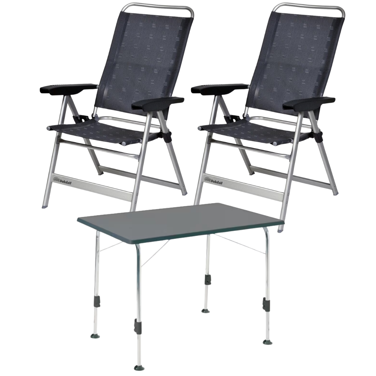 DUKDALF Stuhl Dynamic anthrazit 2er-Set - Tisch STABILIC II 100x68 cm anthrazit - 41-00-0677-4 40-24-1007.4